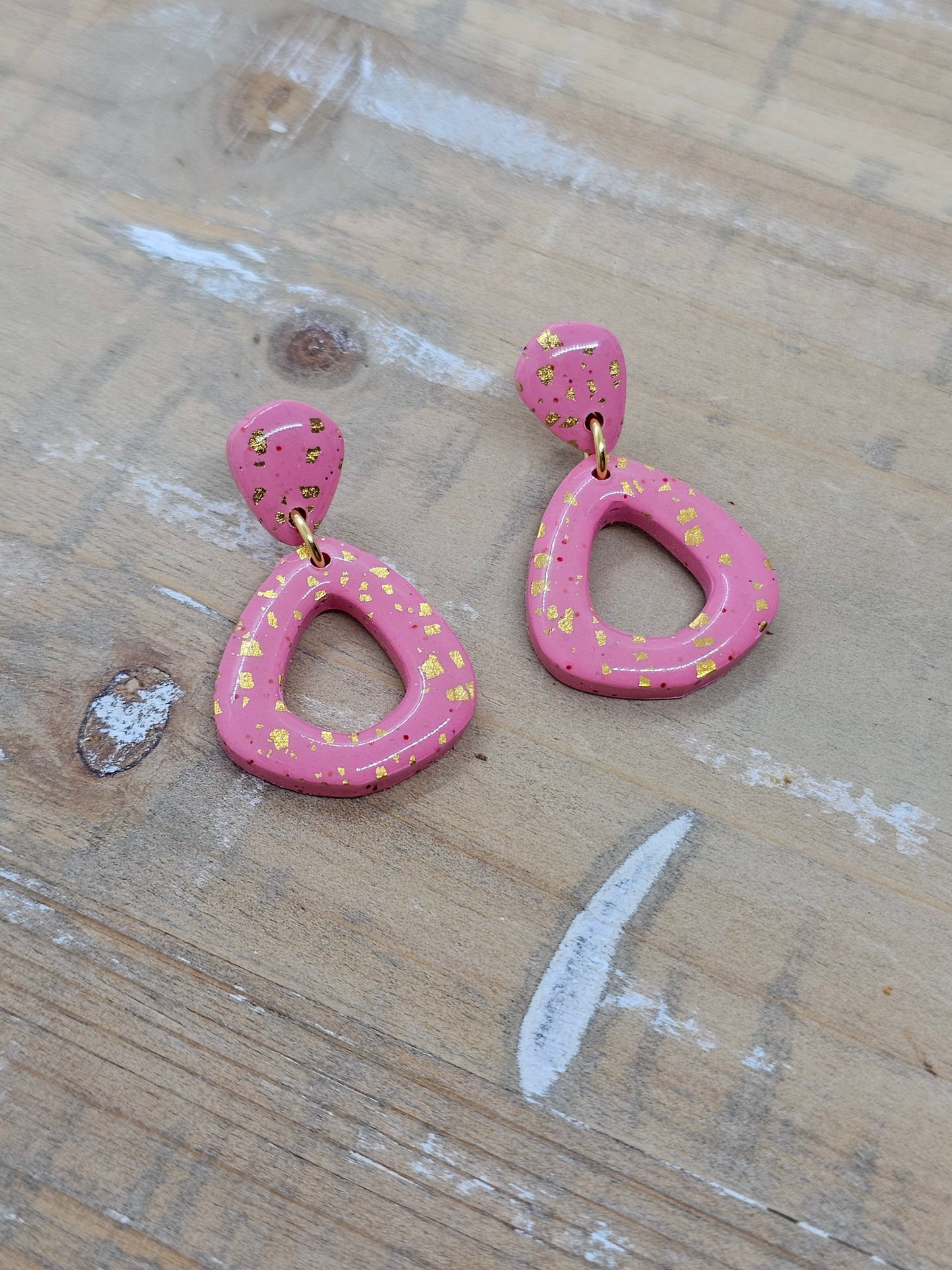 Valentine Pink and Gold Earrings