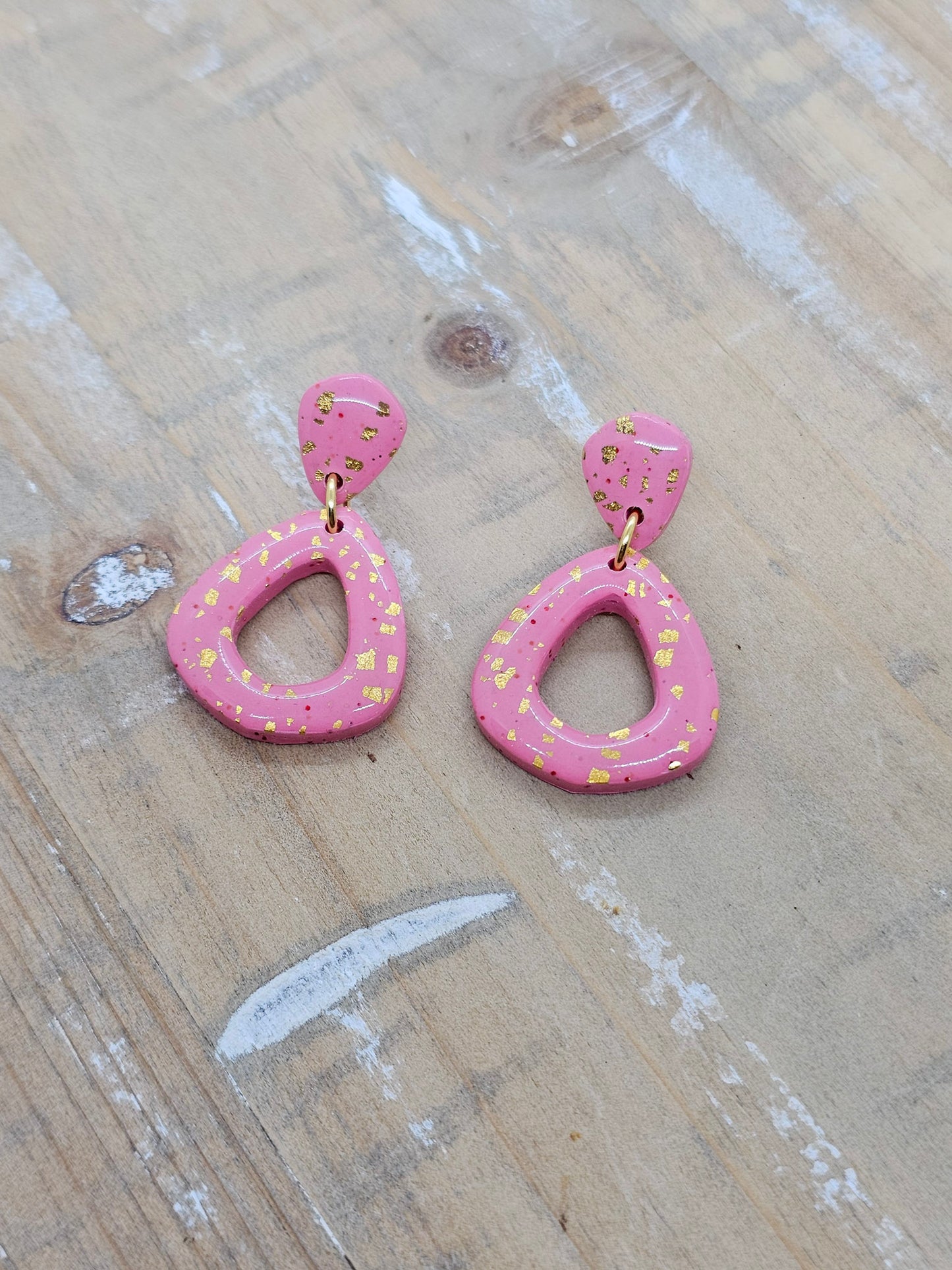 Valentine Pink and Gold Earrings