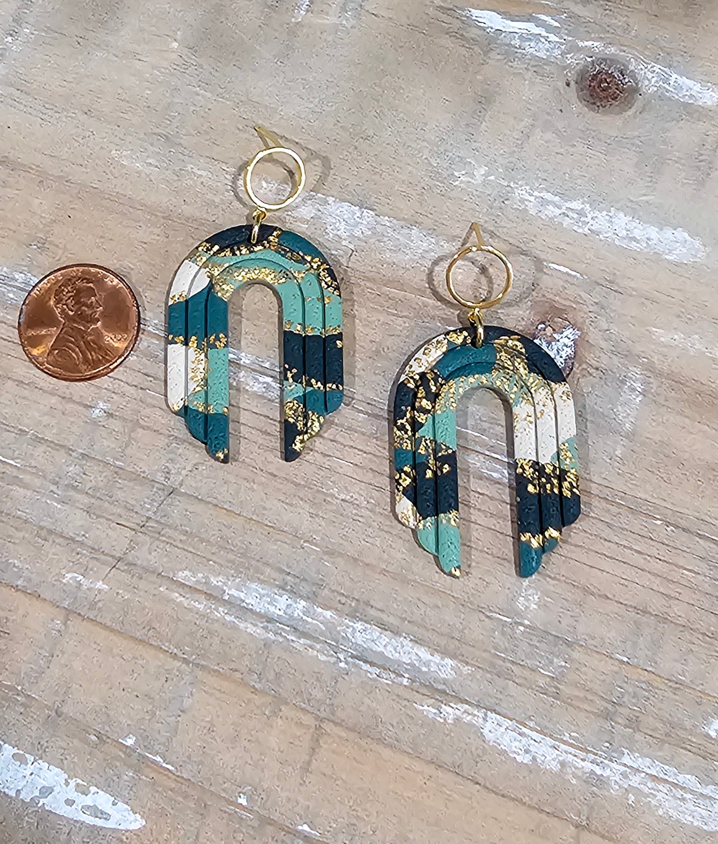 Dark Green & Gold Rainbow Dangle | Saint Patrick's Day Earring