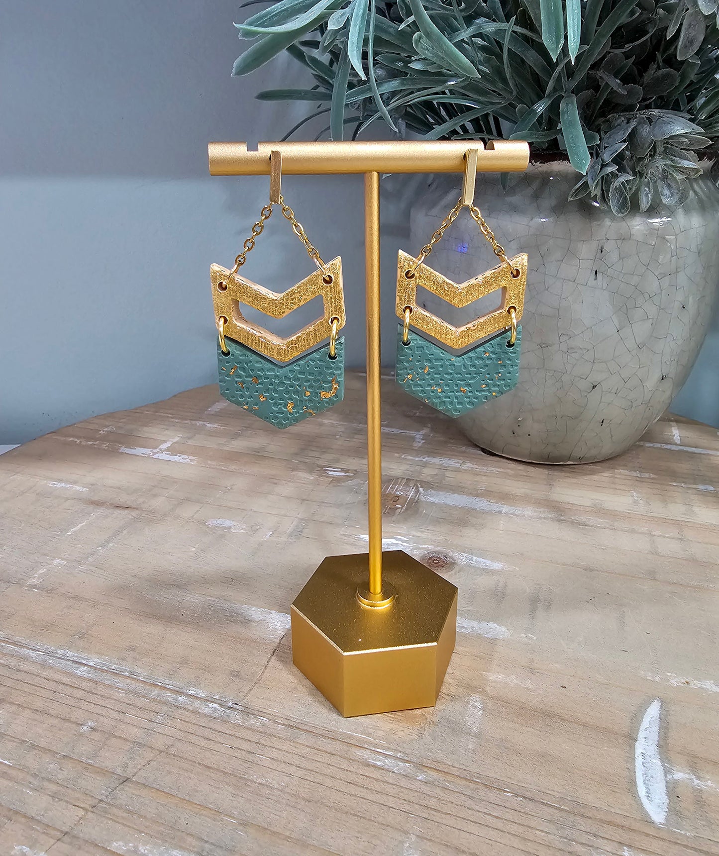 Boho Green & Gold Dangle | Saint Patrick's Day Earring
