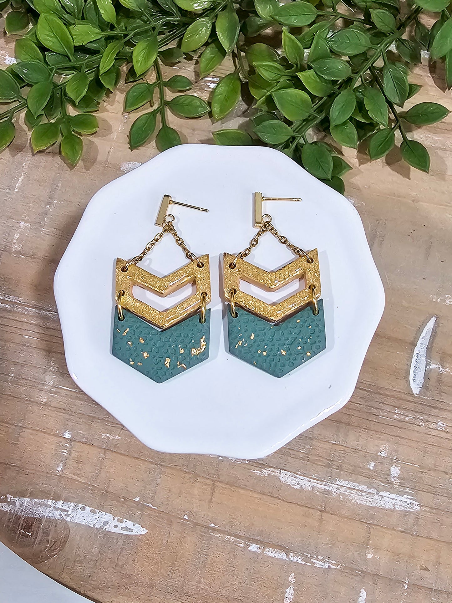 Boho Green & Gold Dangle | Saint Patrick's Day Earring
