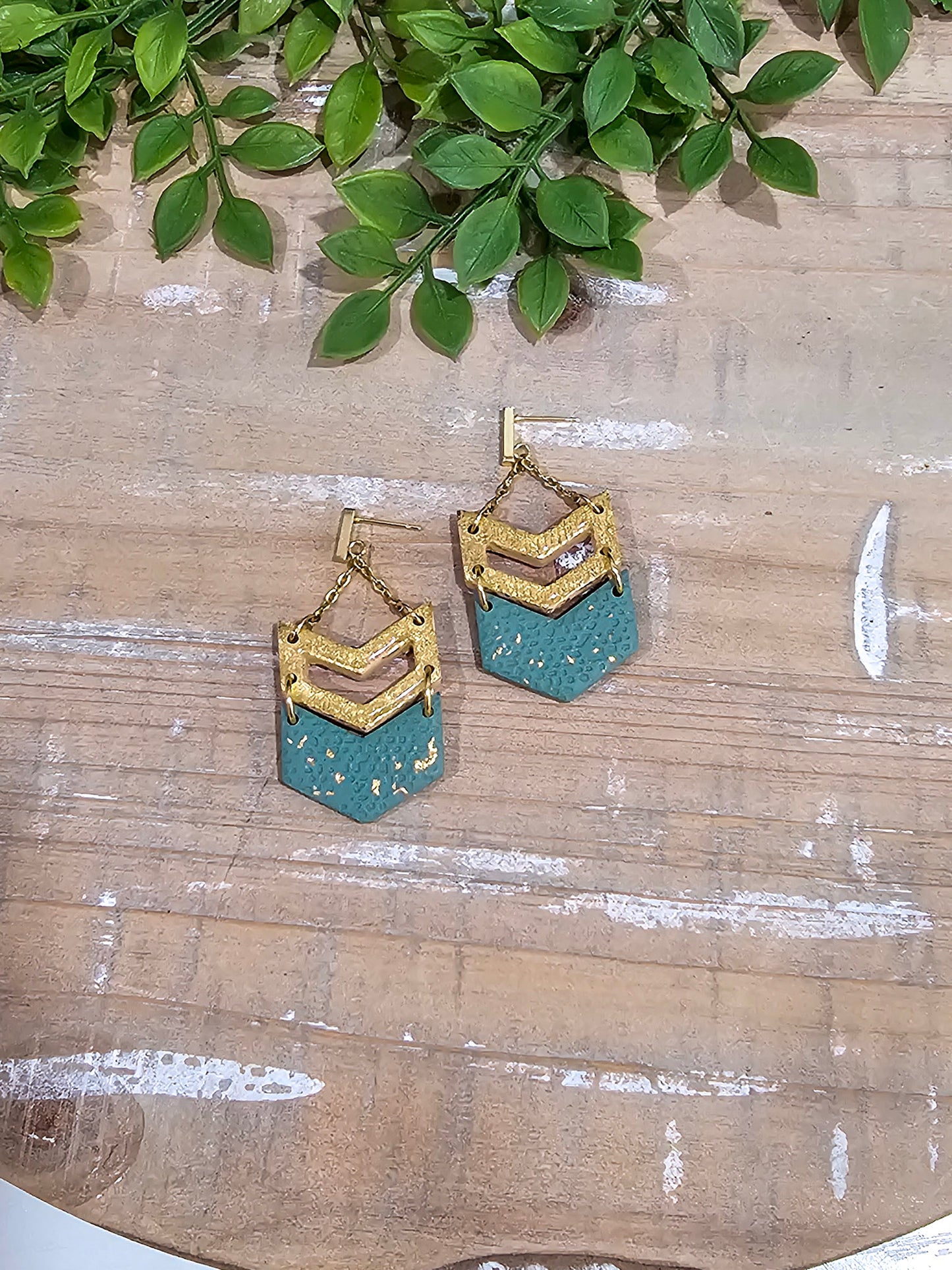 Boho Green & Gold Dangle | Saint Patrick's Day Earring