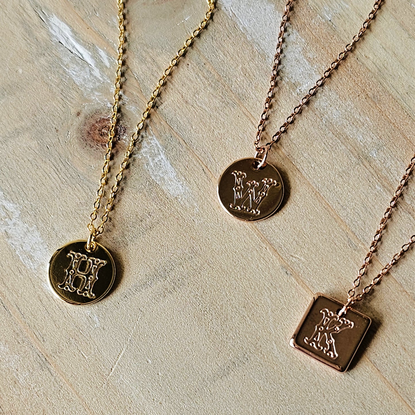 Dainty Rose Gold Squared Necklace | Rose Gold Stamped Initial Necklace | Personalized Necklace