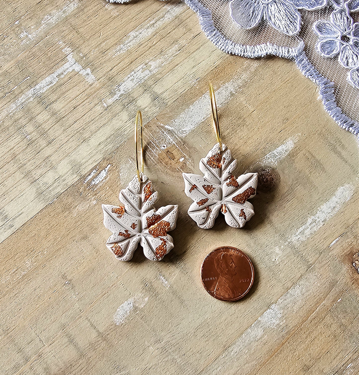 Autumn Leaf Clay Hoops | Fall Hoop Earrings