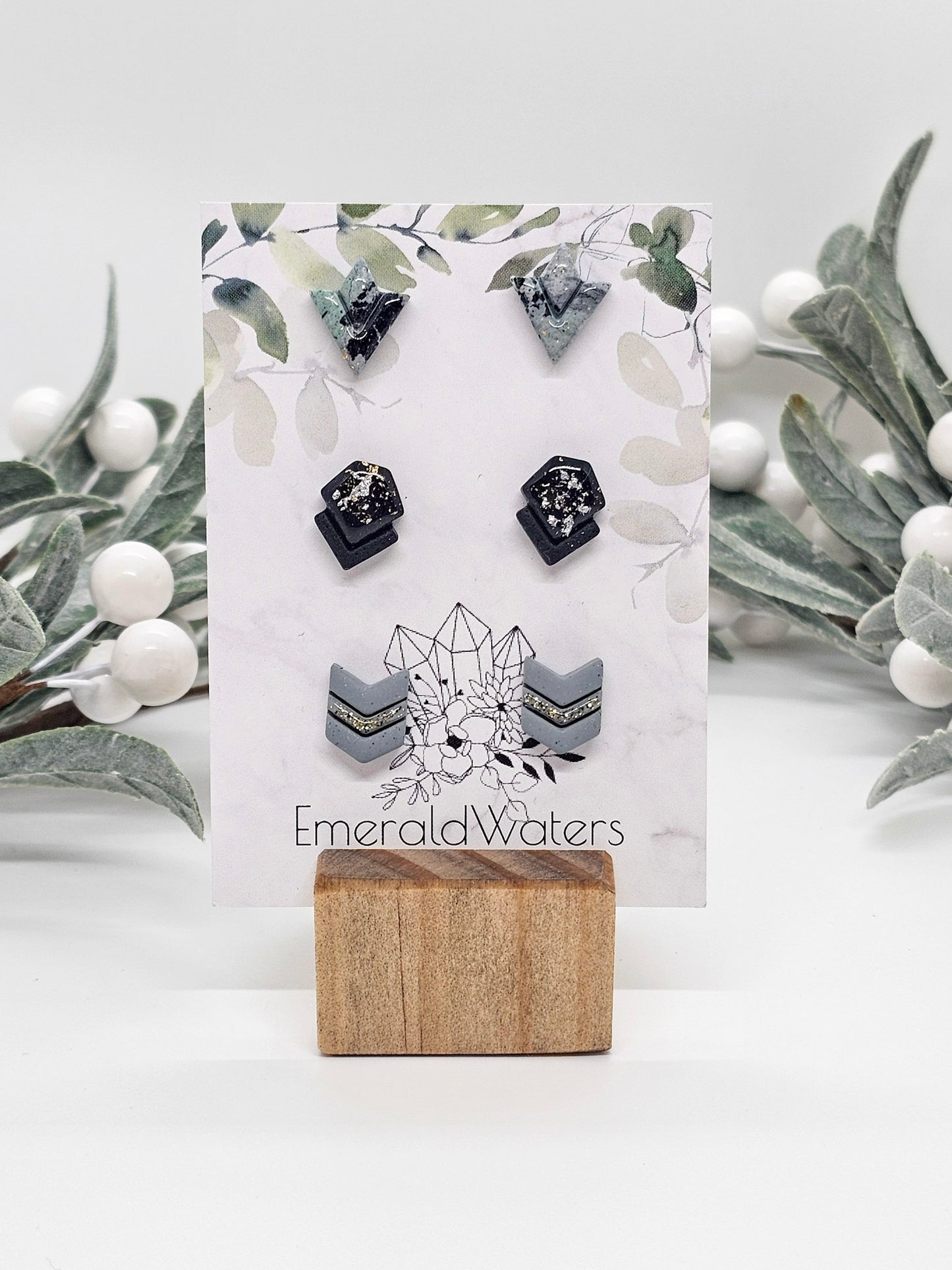 Light Blue Studs | Black and Gold Studs