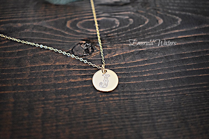 Dainty Gold Necklace | Gold Stamped Initial Necklace | Personalized Necklace