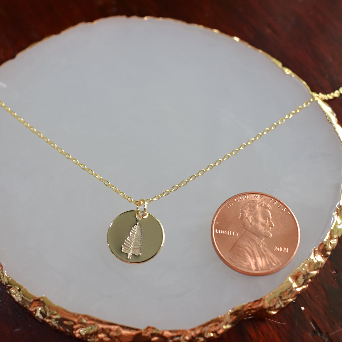 Tree Stamped Necklace | Dainty Necklace | Gold Necklace | Stamped Jewelry | Hand Stamped Necklace | Gifts for Woman