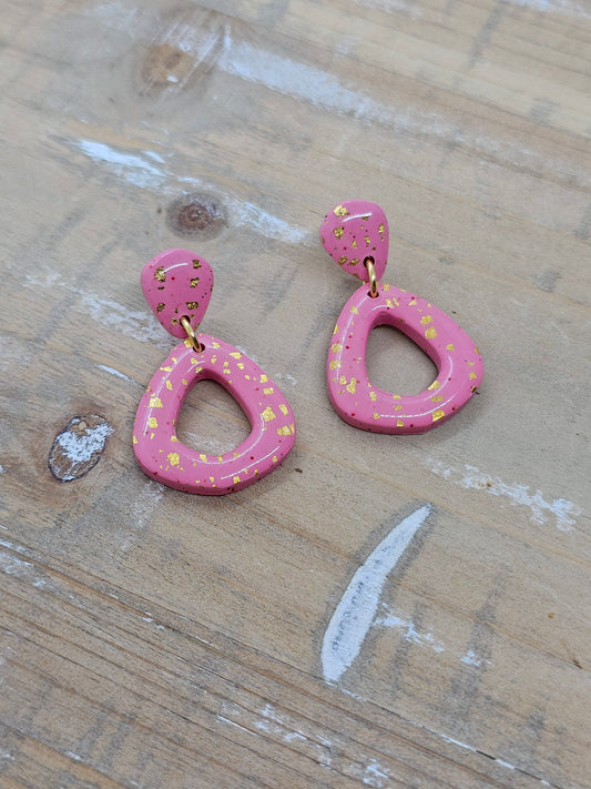 Valentine Pink and Gold Earrings
