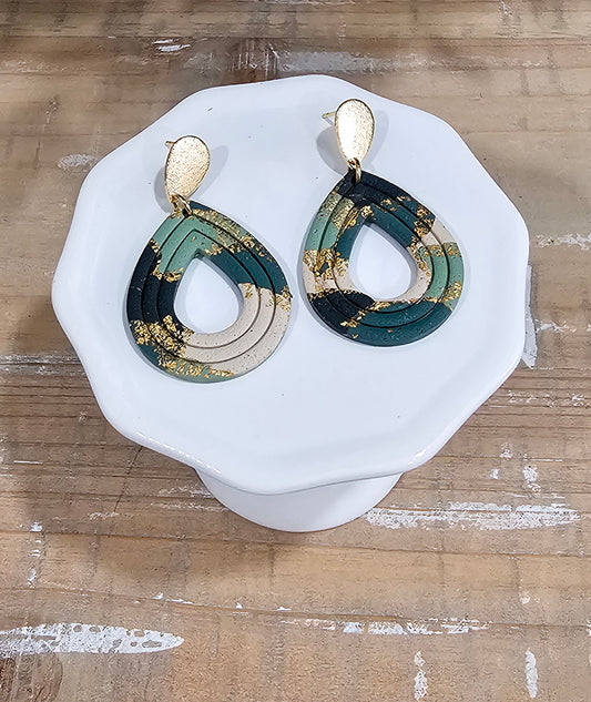 Dark Green & Gold Dangle | Saint Patrick's Day Earring