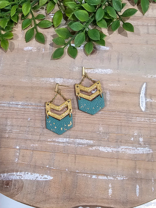Boho Green & Gold Dangle | Saint Patrick's Day Earring