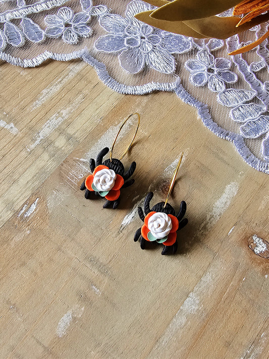 Floral Spider Clay Earrings