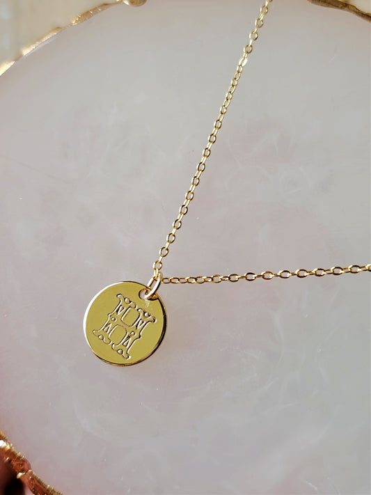 Dainty Gold Necklace | Gold Stamped Initial Necklace | Personalized Necklace