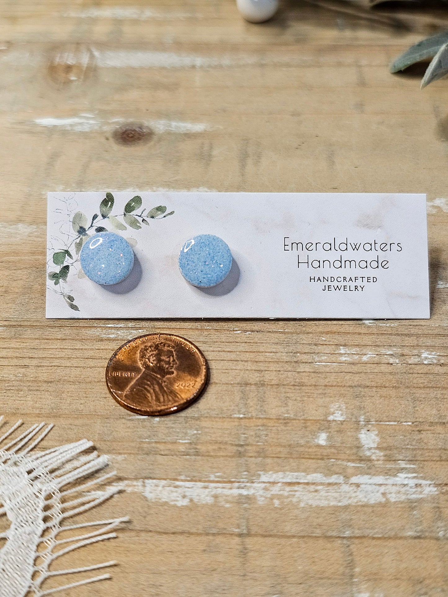 Small Simple Glitter Stud Earrings | Zahra Studs