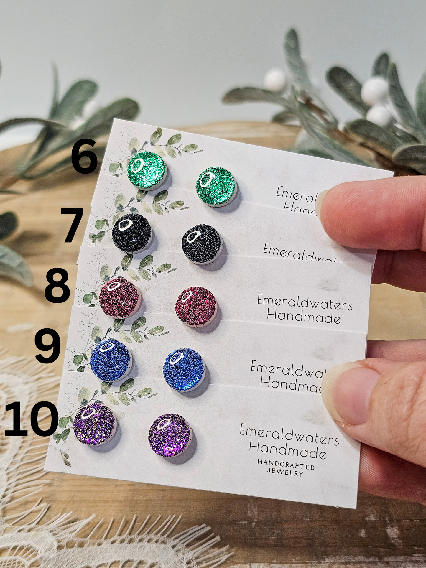 Small Simple Glitter Stud Earrings | Zahra Studs