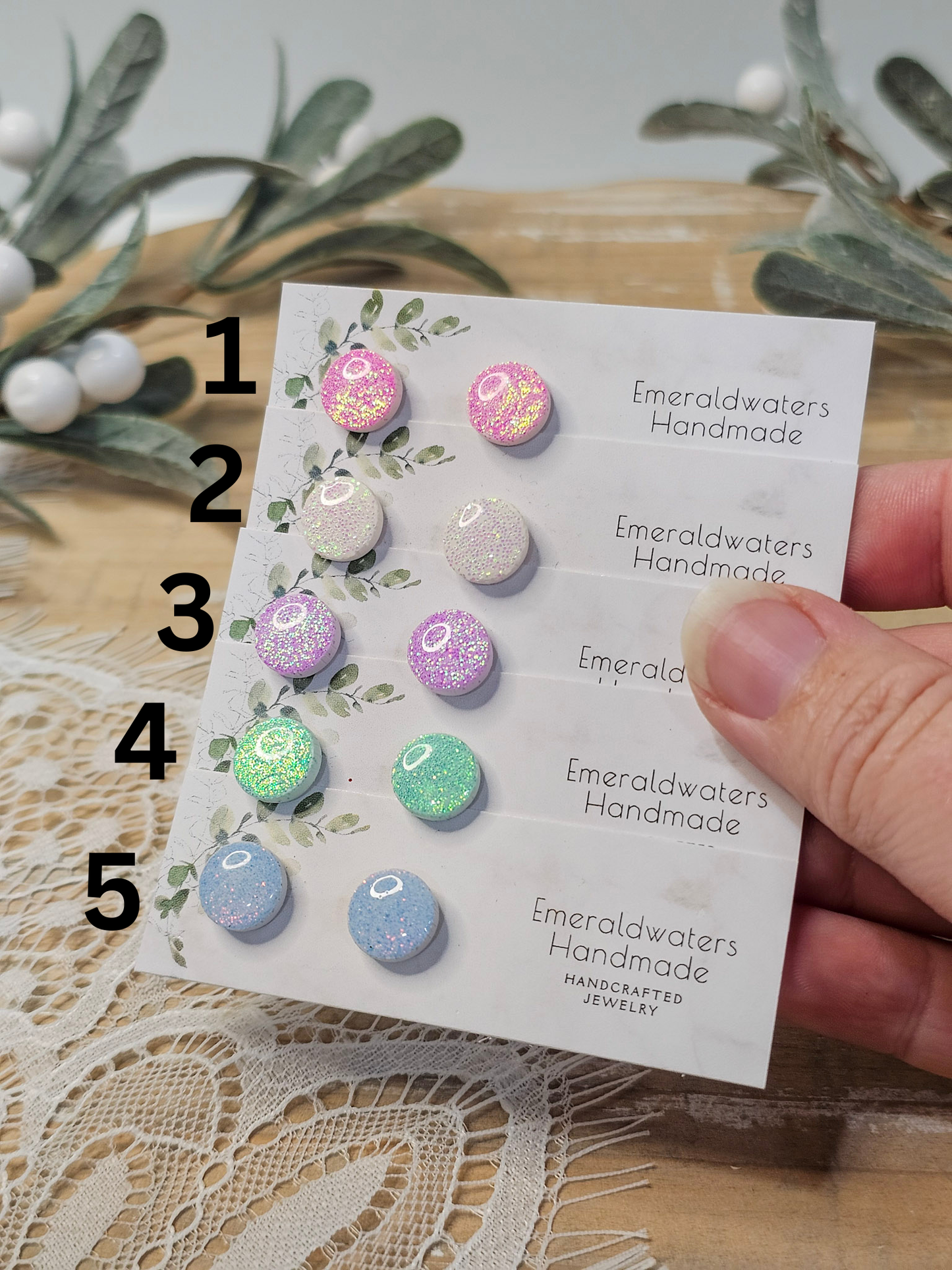Small Simple Glitter Stud Earrings | Zahra Studs