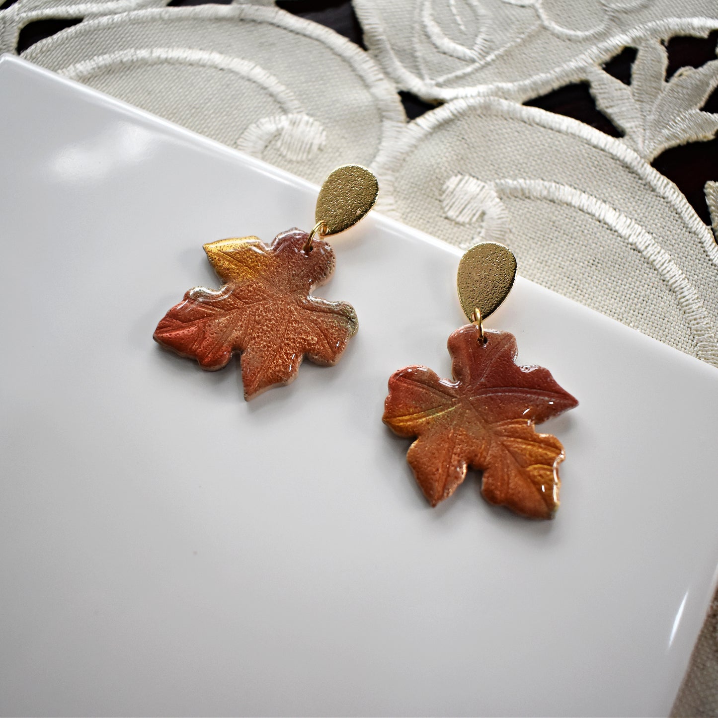 Polymer Clay Fall Earrings | Autumn Leaf Earrings | Fall Leaf Earrings