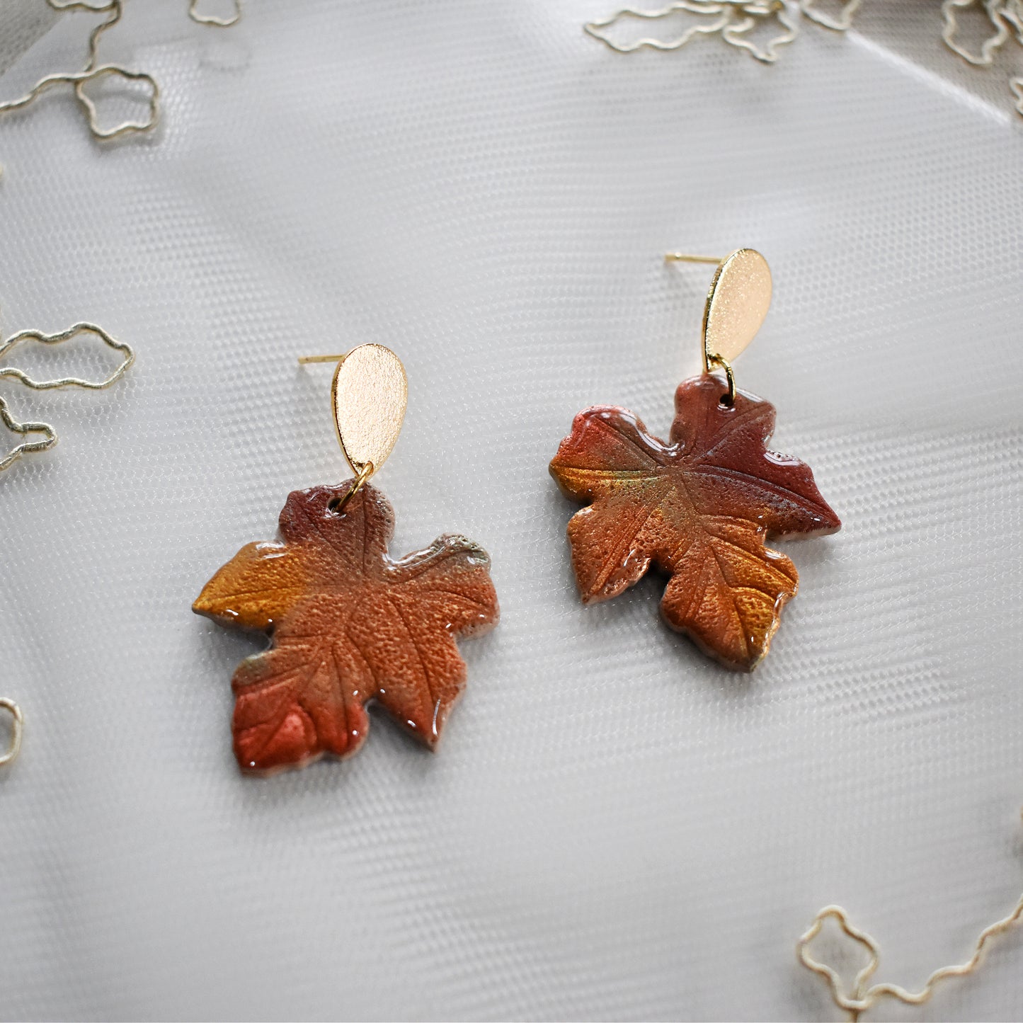Polymer Clay Fall Earrings | Autumn Leaf Earrings | Fall Leaf Earrings