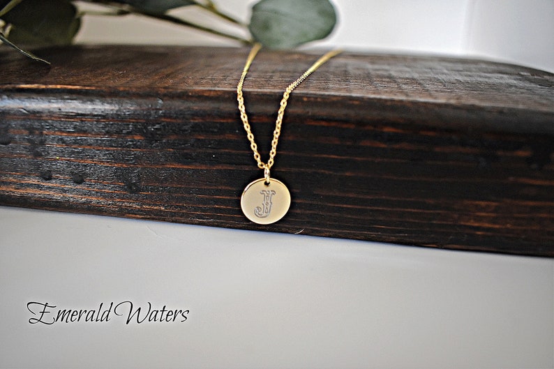 Dainty Gold Necklace | Gold Stamped Initial Necklace | Personalized Necklace