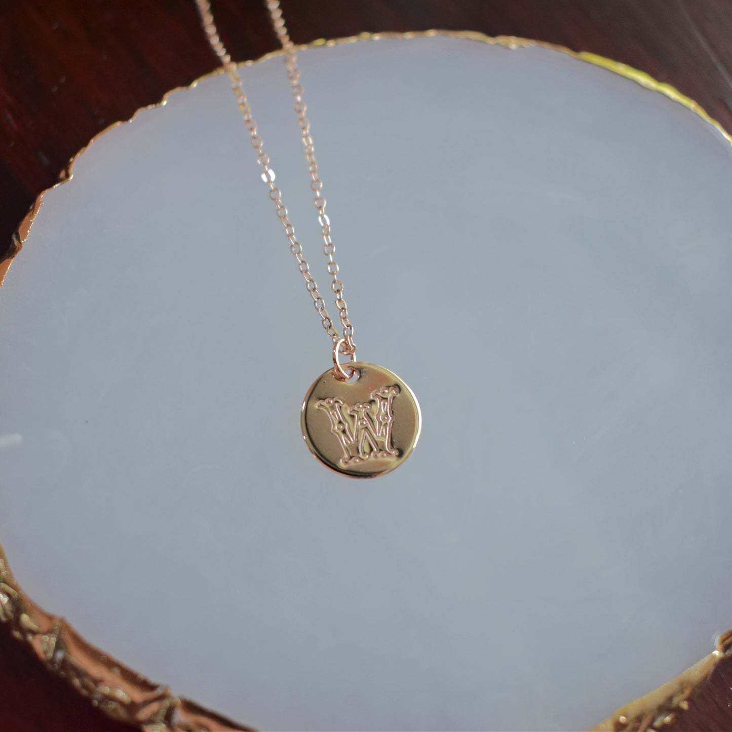 Dainty Gold Necklace | Gold Stamped Initial Necklace | Personalized Necklace